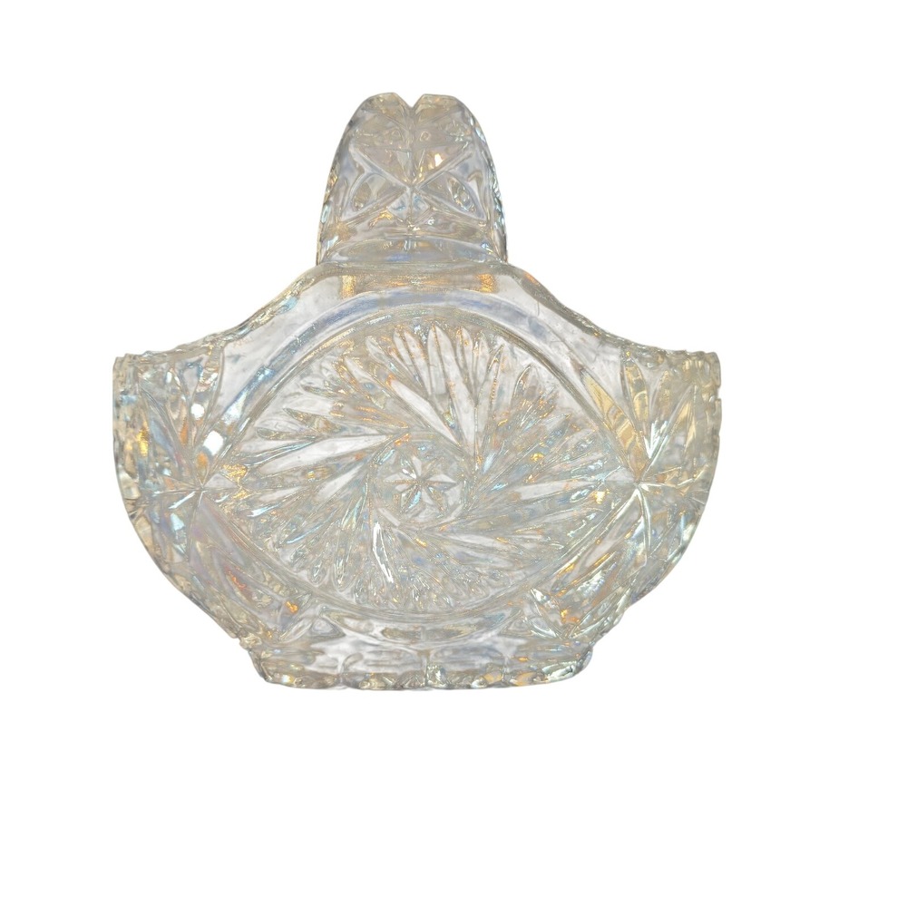 Bohemian Czech Hand CutLead Crystal Cut Glass Basket 5" Trinket Ring dish - Picture 3 of 8